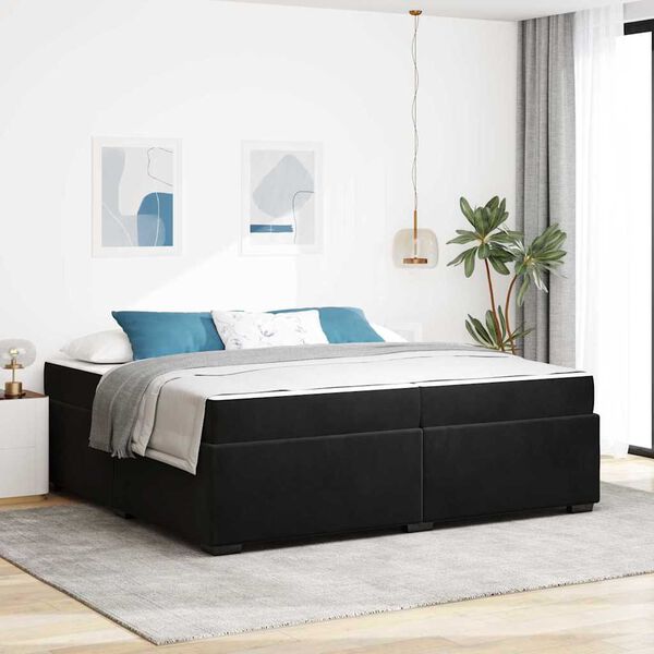 vidaXL Estructura de cama con colch&oacute;n Negro 200 x 200 cm tela