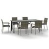 vidaXL Set comedor jard&iacute;n 7 pzas y cojines rat&aacute;n sint&eacute;tico negro gris