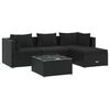 vidaXL Set de muebles de jardín 5 pzas y cojines ratán sintético negro