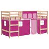 vidaXL Cama alta para ni&ntilde;os con cortinas madera pino rosa 90x190 cm