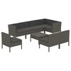 vidaXL Set de muebles de jard&iacute;n 9 pzas y cojines rat&aacute;n sint&eacute;tico gris