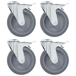 vidaXL Ruedas giratorias agujero pasador y frenos dobles 4 uds 125 mm