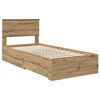 vidaXL Estructura de cama con cabecera Roble artesanal 90 x 190 cm