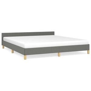 vidaXL Cama sin colch&oacute;n de tela gris oscuro 180x200 cm
