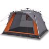 vidaXL Tienda campa&ntilde;a caba&ntilde;a 4 personas apertura r&aacute;pida gris naranja