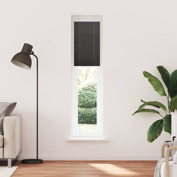 vidaXL Estor Plisado negro 45x200 cm Tela Ancho 44,4 cm Poliéster