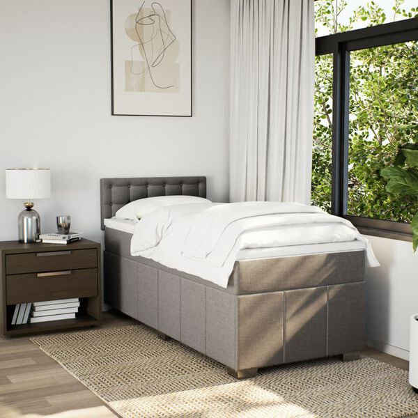 vidaXL Cama box spring con colch&oacute;n tela gris taupe 90x190 cm