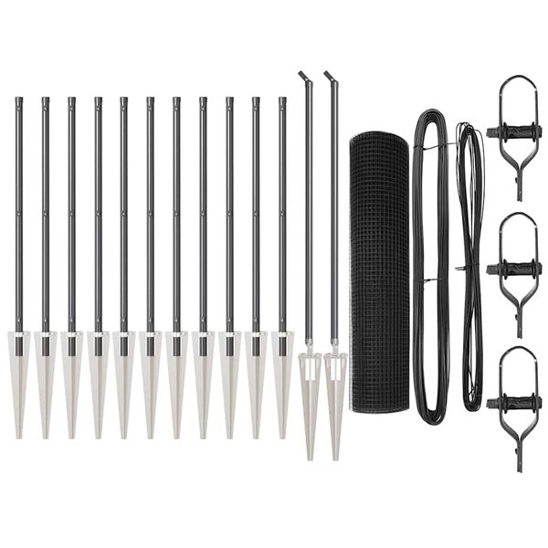 vidaXL Poste de Valla Gris 25 x 0,4 m (malla de 16 x 16 mm)