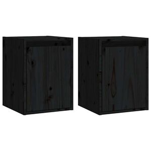 vidaXL Armario de pared 2 uds madera maciza de pino negro 30x30x40 cm