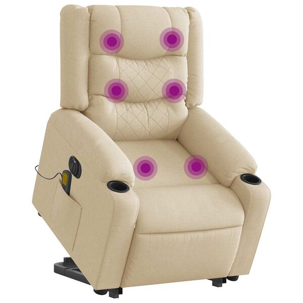 vidaXL Sill&oacute;n de masaje el&eacute;ctrico reclinable elevable tela crema