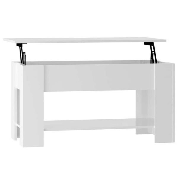 vidaXL Mesa de centro madera de ingenier&iacute;a blanco brillo 101x49x52 cm