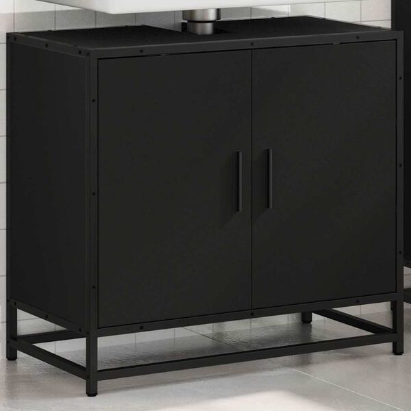 vidaXL Mueble ba&ntilde;o para lavabo madera ingenier&iacute;a negro 65 x 33 x 60 cm