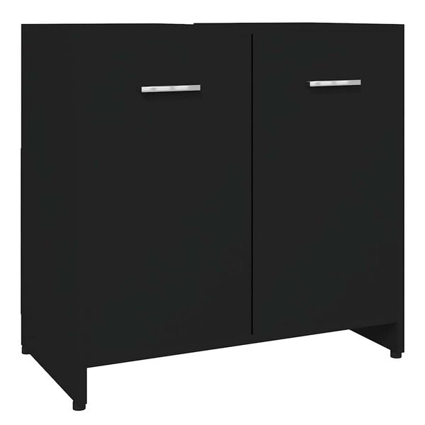 vidaXL Armario de baño madera contrachapada negro 60x33x61 cm