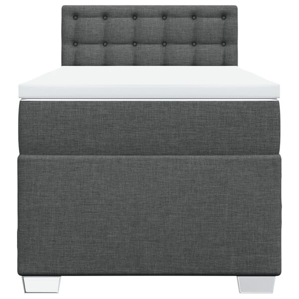 vidaXL Cama box spring con colchón tela gris oscuro 90x200 cm