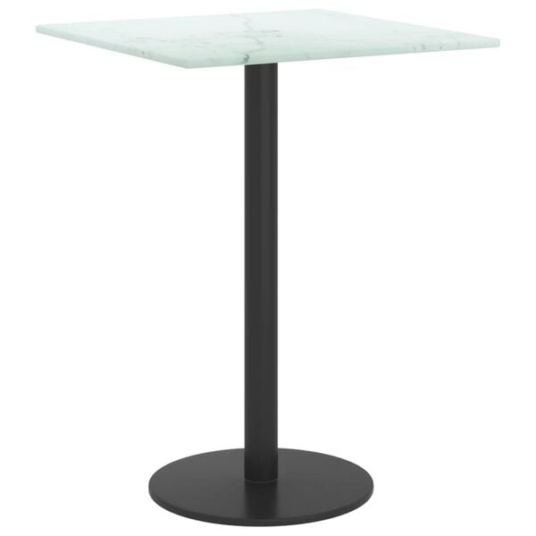 vidaXL Tablero mesa dise&ntilde;o m&aacute;rmol vidrio templado blanco 30x30 cm 6 mm
