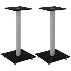vidaXL Soportes de altavoces 2 uds vidrio templado plata negro 1 pilar