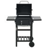 vidaXL Barbacoa de carbón con estante inferior negra
