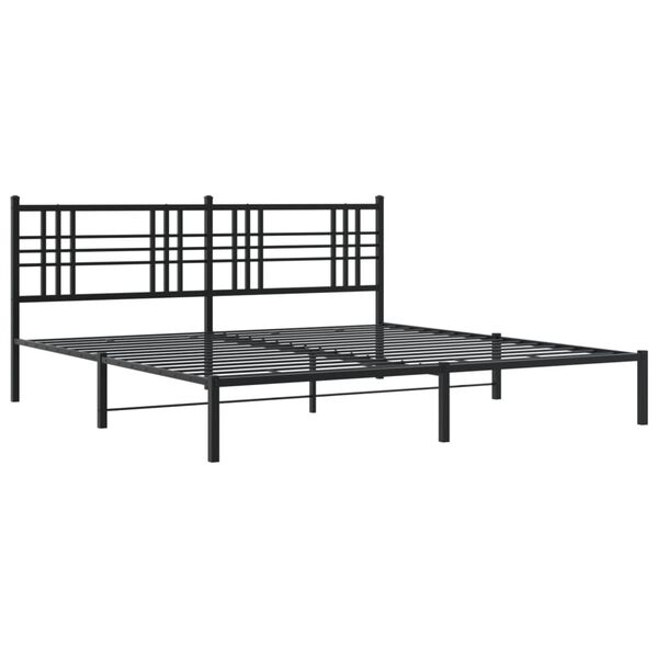 vidaXL Estructura cama sin colch&oacute;n con cabecero metal negro 193x203 cm
