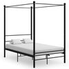 vidaXL Estructura de cama con dosel sin colch&oacute;n metal negro 140x200 cm