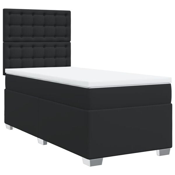 vidaXL Cama box spring con colchón cuero sintético negro 90x190 cm