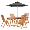 vidaXL Conjunto de comedor exterior con parasol 6 uds.