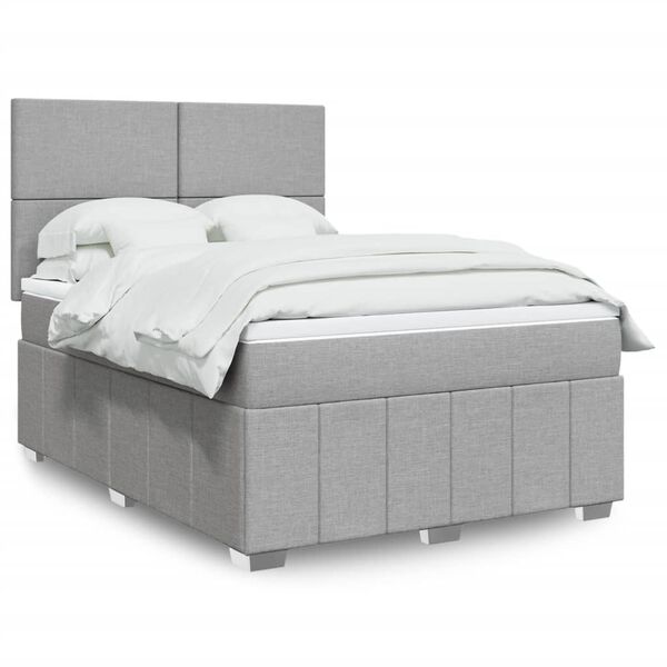 vidaXL Cama box spring con colch&oacute;n tela gris claro 160x200 cm