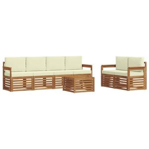 vidaXL Conjunto de sof&aacute;s de exterior 7 uds. Natural y Crema