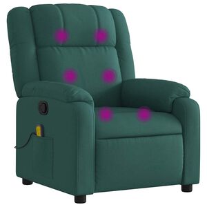 vidaXL Sill&oacute;n de masaje reclinable de tela verde oscuro