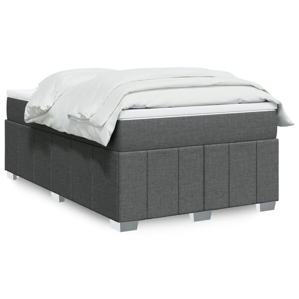 vidaXL Cama box spring con colch&oacute;n tela gris oscuro 120x200 cm