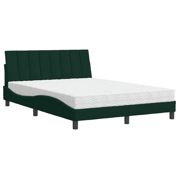 vidaXL Cama con colch&oacute;n Hanko terciopelo verde oscuro 120x200 cm