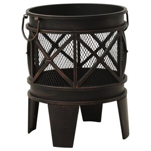 vidaXL Brasero r&uacute;stico con atizador acero &Phi;42x54 cm