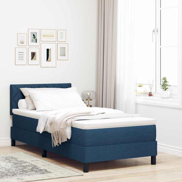 vidaXL Cama tipo Box Spring con colch&oacute;n Azul 100 x 200 cm tela