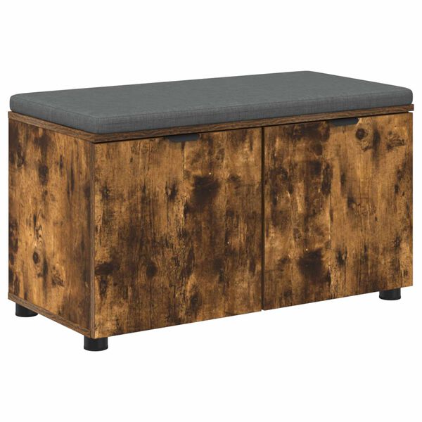 vidaXL Banco de entrada con coj&iacute;n Roble ahumado 80 x 46 x 46 cm