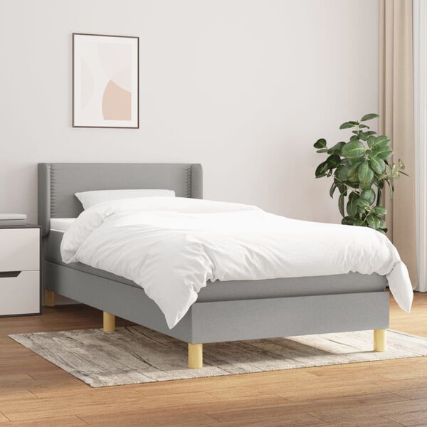vidaXL Cama box spring con colch&oacute;n tela gris claro 80x200 cm