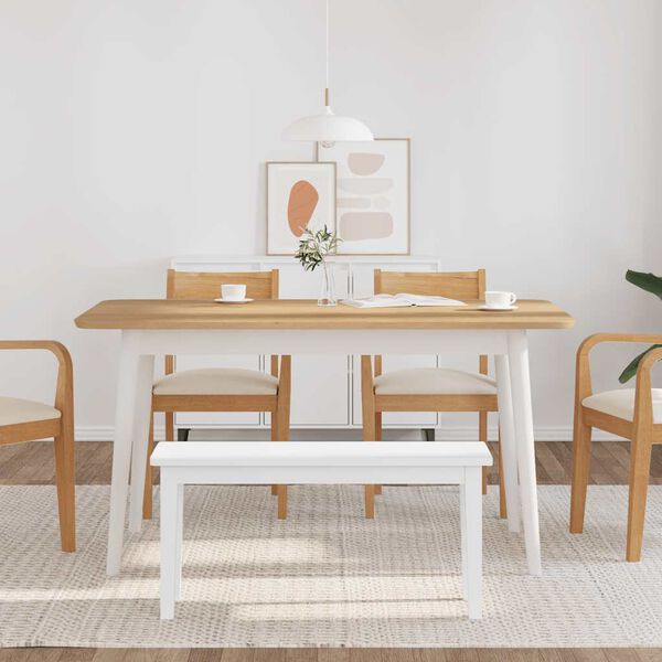 vidaXL Banco 90 cm madera maciza caucho blanco