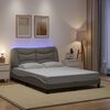 vidaXL Estructura de cama con LED sin colch&oacute;n Hvar tela gris taupe 120x200 cm