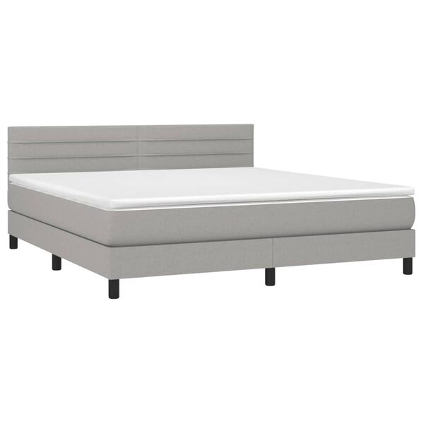 vidaXL Cama box spring con colch&oacute;n tela gris claro 180x200 cm
