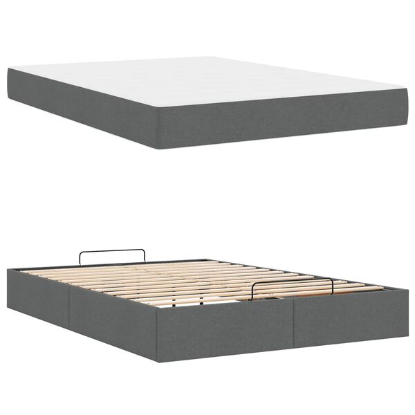 vidaXL Estructura de cama con colch&oacute;n 2 pcs Gris Tenue tela