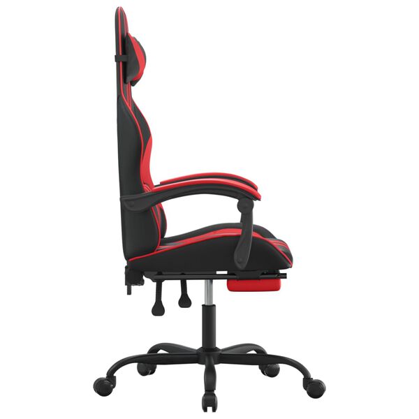 vidaXL Silla gaming con reposapi&eacute;s cuero sint&eacute;tico negro rojo