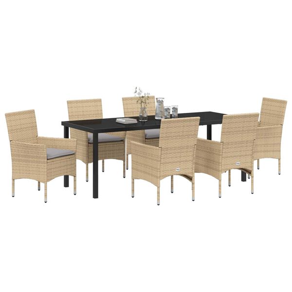 vidaXL Conjunto de Comedor de Jard&iacute;n 7 pcs Beige rat&aacute;n sint&eacute;tico
