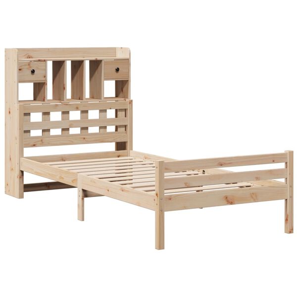 vidaXL Cama con estanter&iacute;a sin colch&oacute;n madera maciza de pino 100x200cm