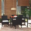 vidaXL Set comedor de jard&iacute;n 5 pzas con cojines rat&aacute;n sint&eacute;tico negro