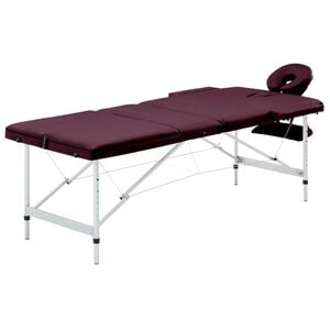 vidaXL Camilla de masaje plegable 3 zonas aluminio morado vino