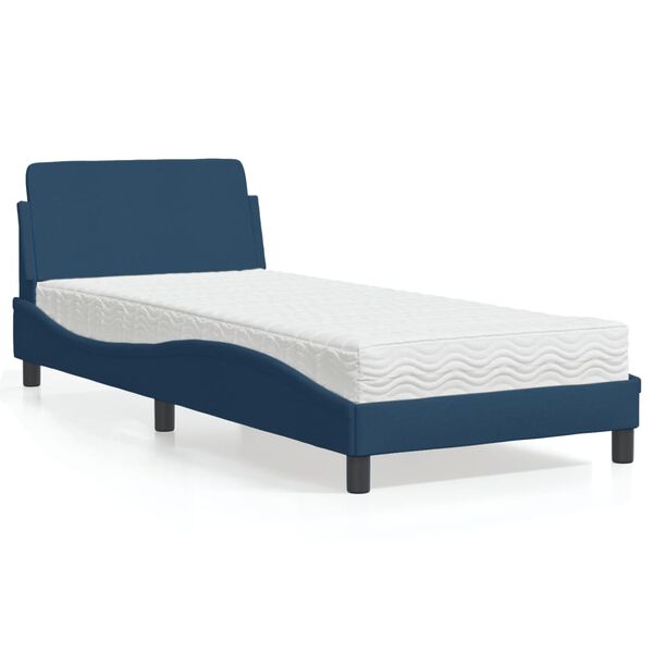 vidaXL Cama con colchón Dover tela azul 80x200 cm