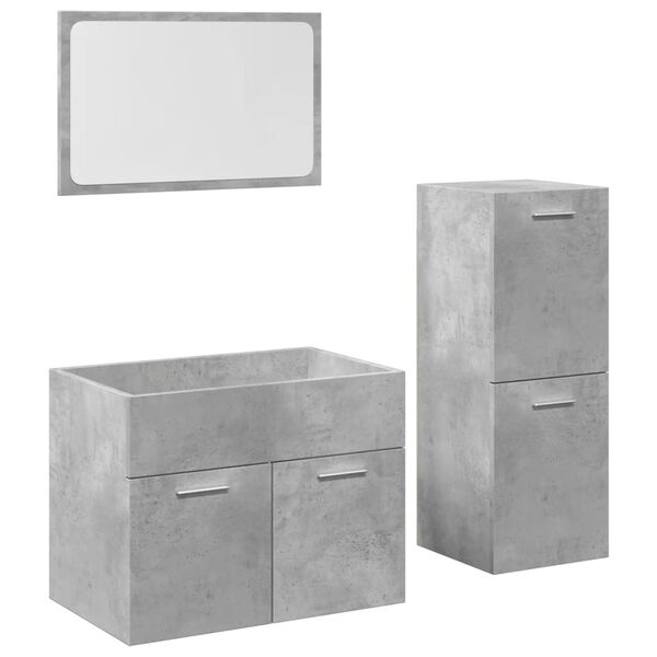 vidaXL Set muebles de ba&ntilde;o 2 piezas madera contrachapada gris hormig&oacute;n