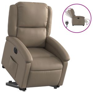 vidaXL Sill&oacute;n elevable el&eacute;ctrico cuero artificial capuchino