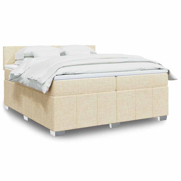 vidaXL Cama box spring con colch&oacute;n tela color crema 200x200 cm