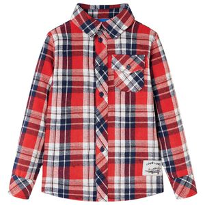 vidaXL Camisa a cuadros infantil rojo y azul marino 104