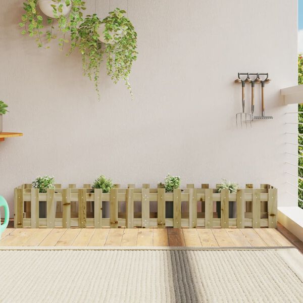 vidaXL Arriate elevado jard&iacute;n valla madera impregnada pino 200x30x30cm