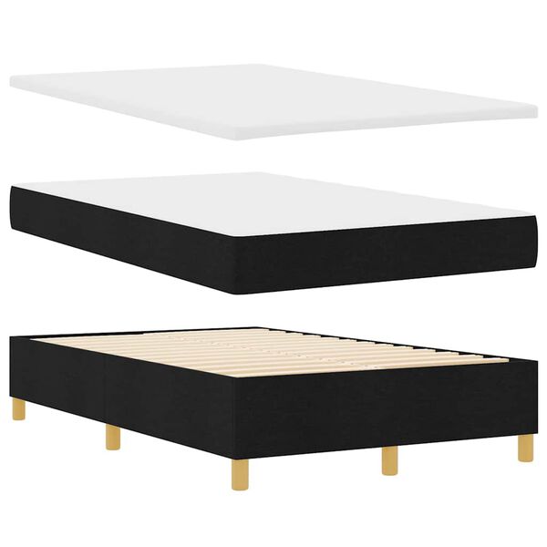 vidaXL Cama tipo Box Spring con colch&oacute;n Negro 120 x 200 cm tela